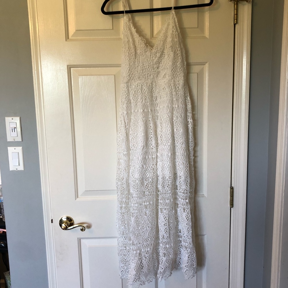 White dress - falls about kid calf